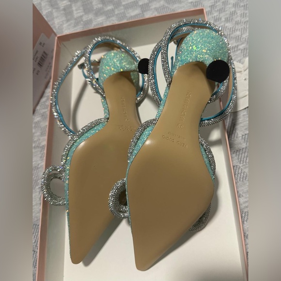 Mach & Mach glitter double glitter bow pointed pumps - baby blue - 39 - Picture 4 of 5